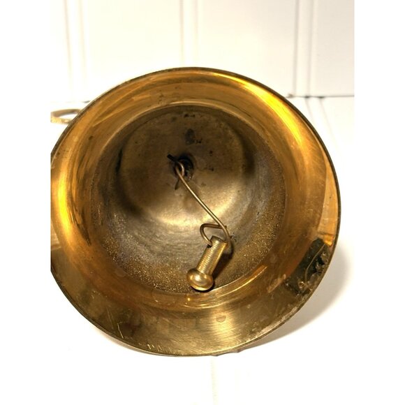 Vintage Solid Brass Bell Merry Christmas Handle Retro MCM 7” - Picture 4 of 4